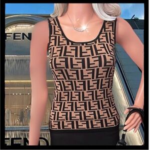 Vintage Fendi FF-jacquard knitted tank top